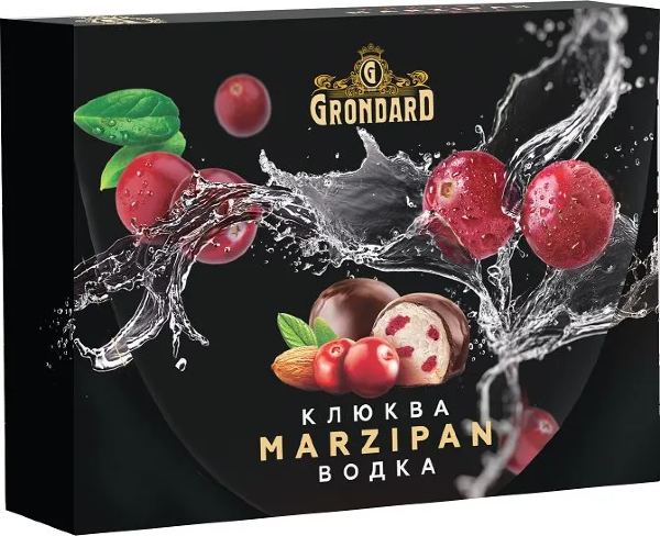 №1 TM Grondard       (10186) Конфеты глазированные Марципановые Клюква и Водка, 98г  в Ленинск-кузнецком